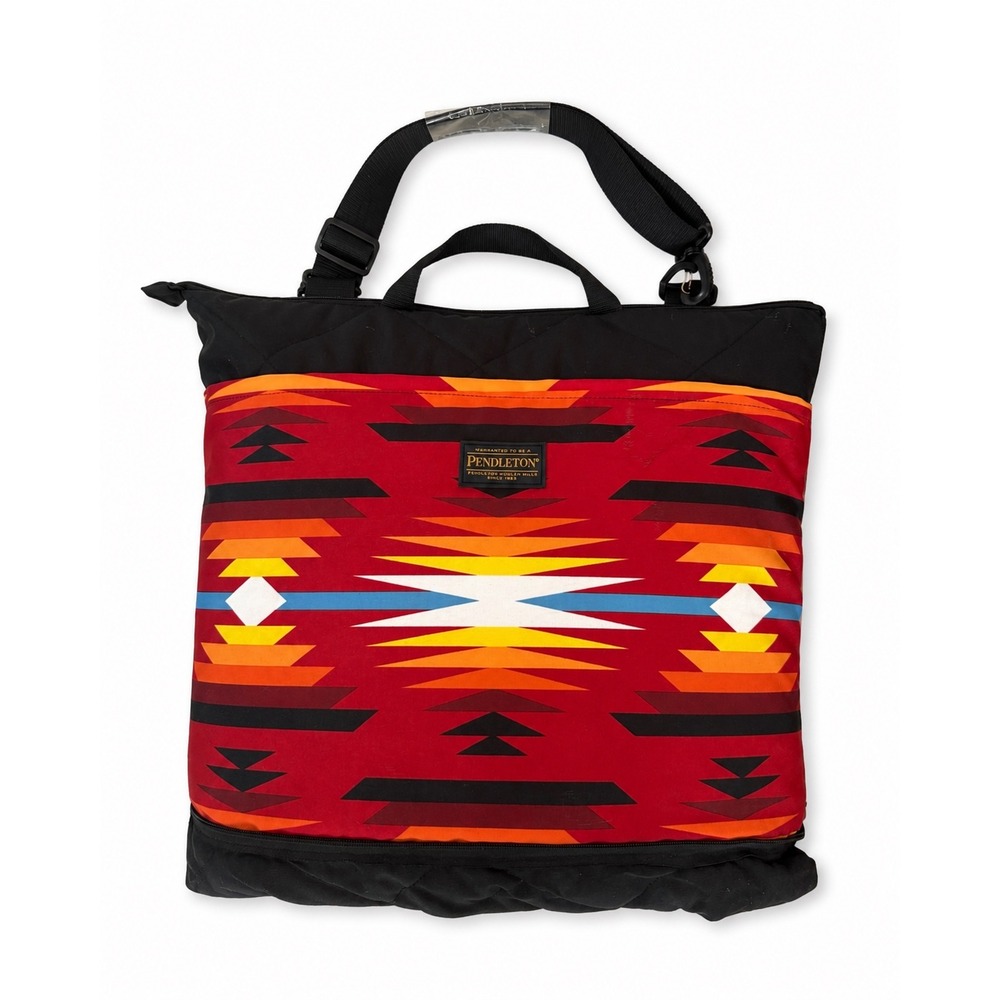 Pendleton Outdoor Packable Blanket Red Southwestern Geometric 60x72 Tote Strap